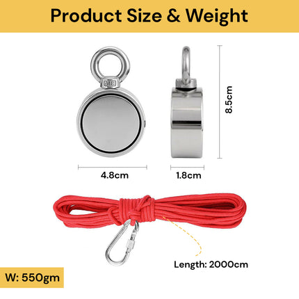 200Kg Fishing Magnet Rope with Carabiner