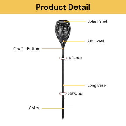 2PCs Solar Garden Flame Light