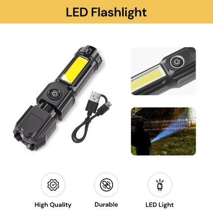 Telescopic USB Rechargeable LED Flashlight