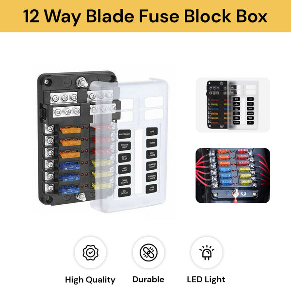 12 Way Blade Fuse Block Box