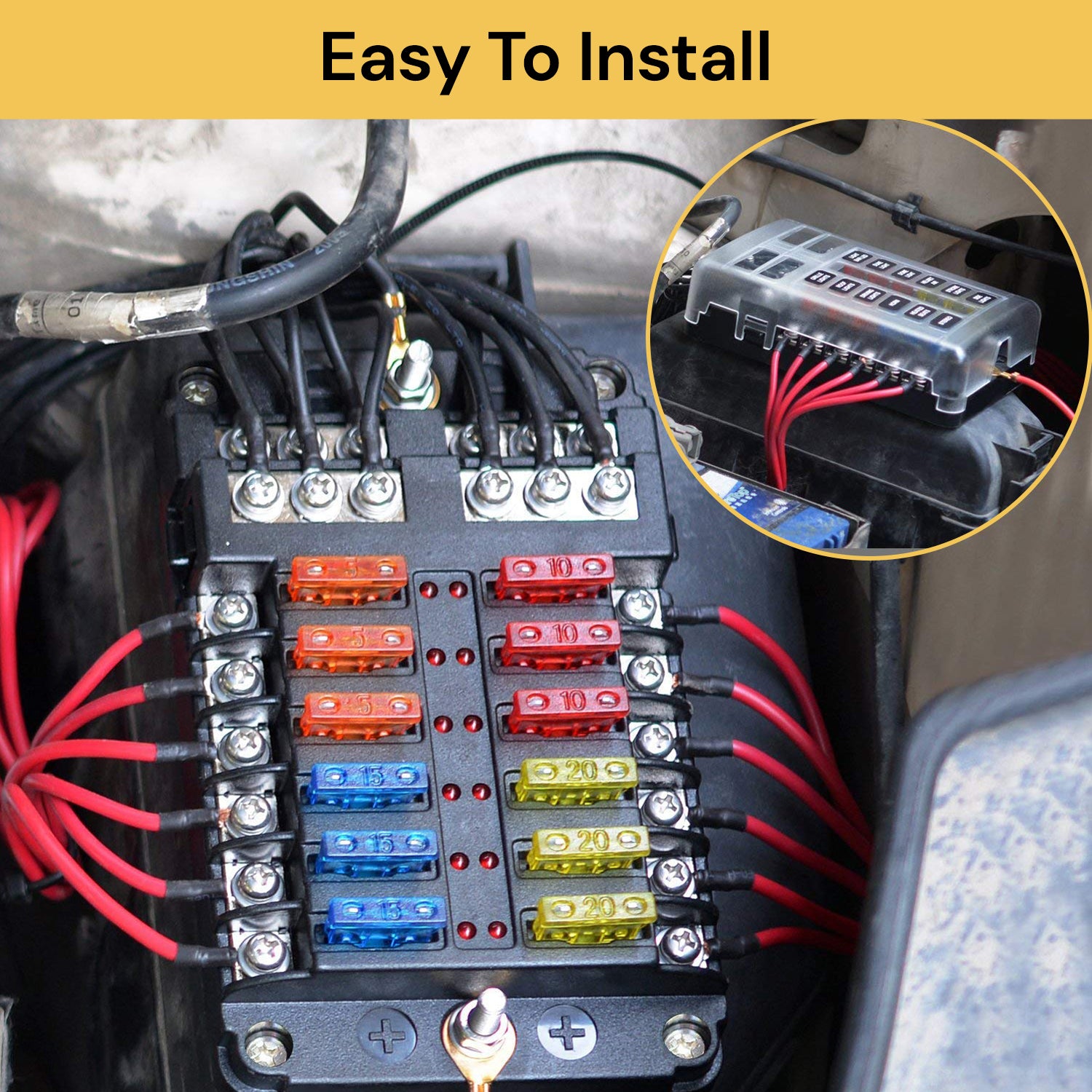 Led Blade Block Box 12 Way Blade Fuse Block Box