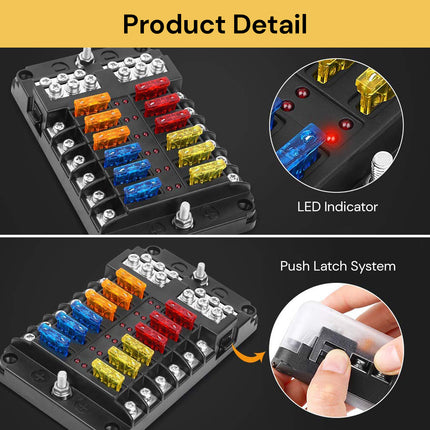 12 Way Blade Fuse Block Box