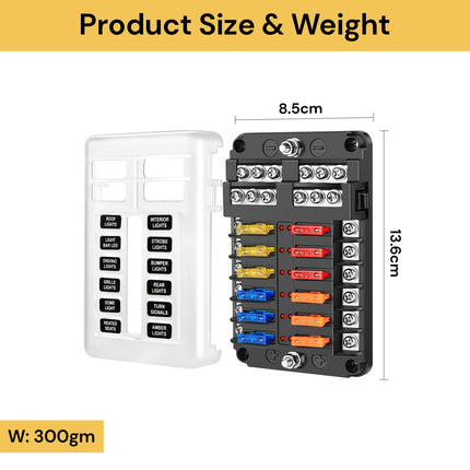 12 Way Blade Fuse Block Box