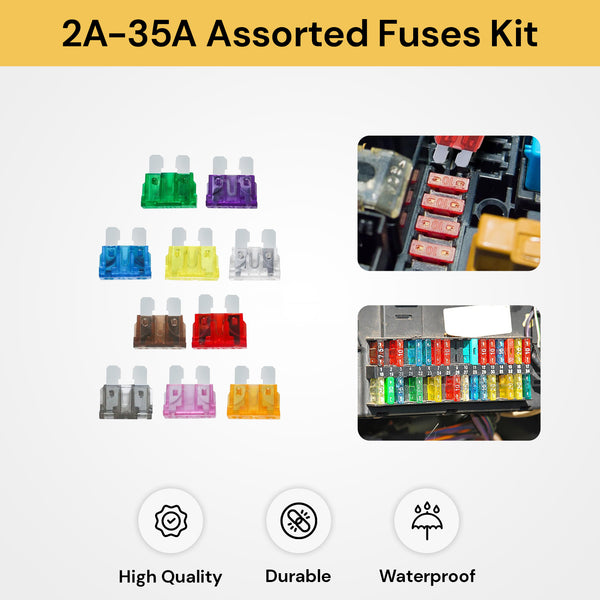 100PCs 2A-35A Assorted Fuses Kit