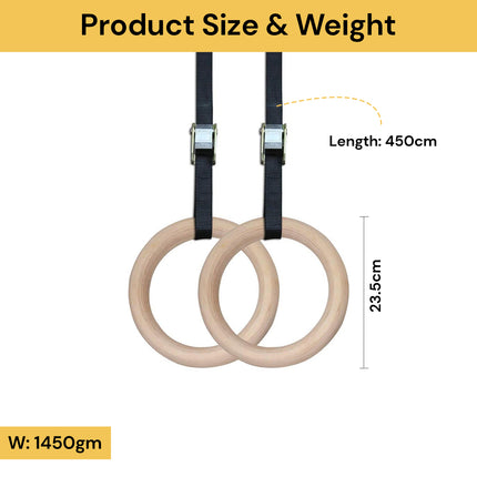 2PCs Gymnastic Rings With Adjustable Straps