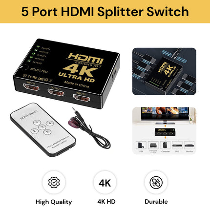 4K Ultra 5 Port HDMI Splitter Switch