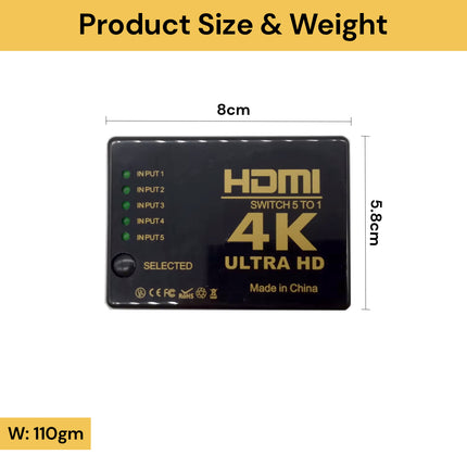 4K Ultra 5 Port HDMI Splitter Switch