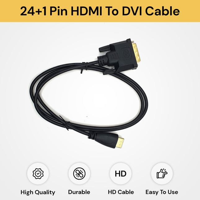 24+1 Pin HDMI To DVI Cable