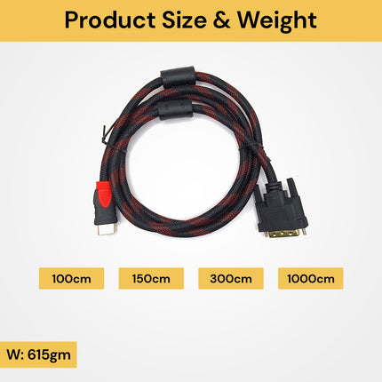 24+1 Pin HDMI To DVI Cable