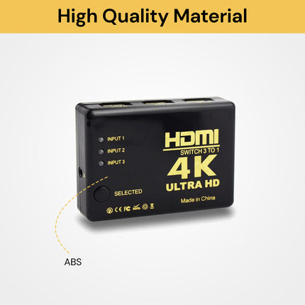 4K Ultra HD 3 Port HDMI Splitter Switch