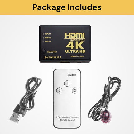 4K Ultra HD 3 Port HDMI Splitter Switch