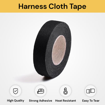 Harness Adhesive Cloth Tape - Self-Adhesive Wiring Harness Tape - Black