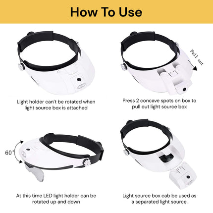 1X to 6X LED Headband Magnifier