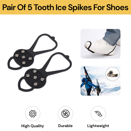 Pair Of 5 Tooth Ice Spikes For Shoes
