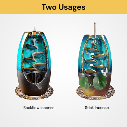 Smoke Backflow Mountain Waterfall Ceramic Incense Burner Cones Holder