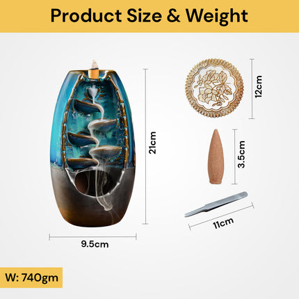 Smoke Backflow Mountain Waterfall Ceramic Incense Burner Cones Holder