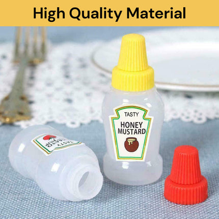 2pcs Mini Sauce Squeeze Bottles - Red - Yellow - Convenient Condiment Dispensers