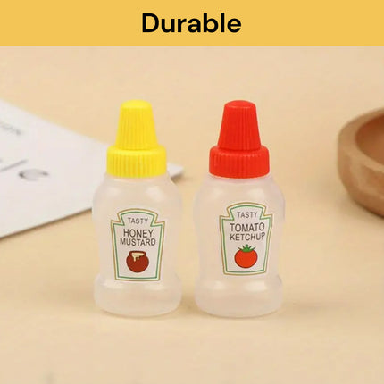 2pcs Mini Sauce Squeeze Bottles - Red - Yellow - Convenient Condiment Dispensers