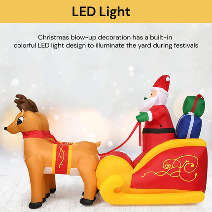 LED Santa Claus Sleigh On Pulling Reindeer Decor