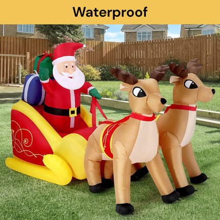 LED Santa Claus Sleigh On Pulling Reindeer Decor