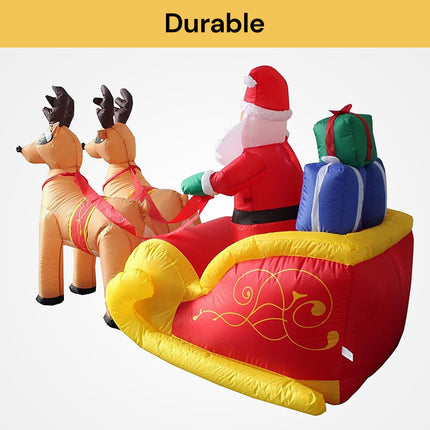 LED Santa Claus Sleigh On Pulling Reindeer Decor