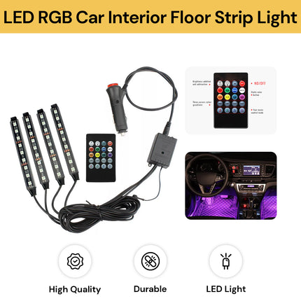 4Pcs LED RGB Car Interior Floor Strip Light