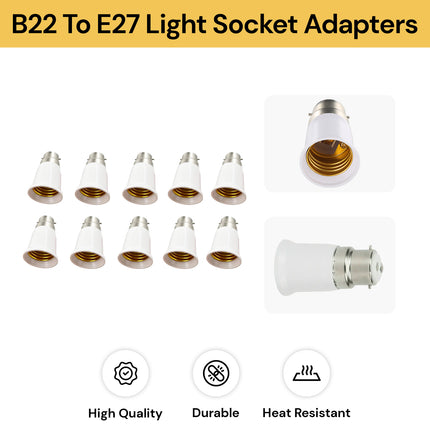 B22 Adapter 10PCs B22 to E27 Light Socket Adapters