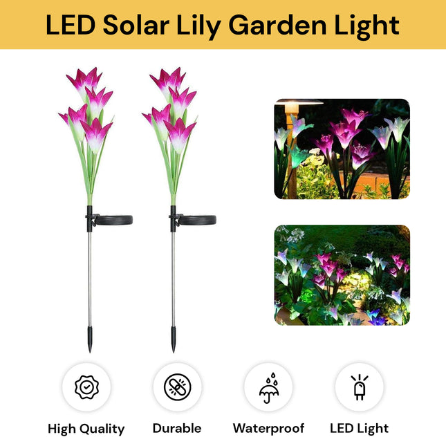 2PCs LED Solar Lily Garden Light