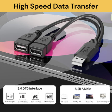 USB Male To 2 Female Dual USB Cable