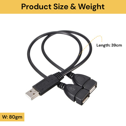 USB Male To 2 Female Dual USB Cable