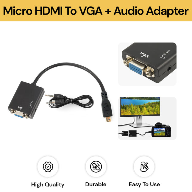 Micro HDMI to VGA + Audio Adapter