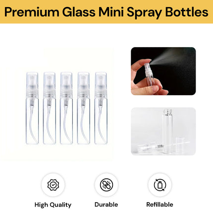 5PCs Premium Glass Mini Spray Bottles 