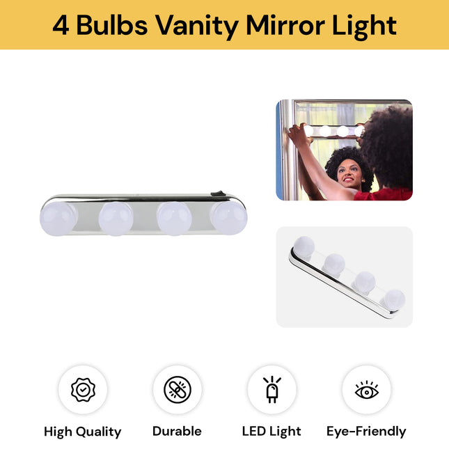 4 Bulbs Suction Cup Vanity Mirror Light