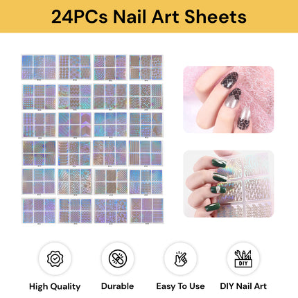 24PCs Nail Art Sheets