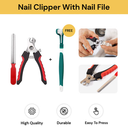 BUY Dog Nail Clipper With Nail File GET Triple Head Pet Toothbrush FREE