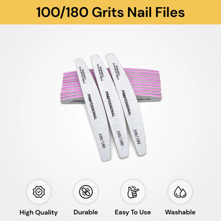 25PCs 100/180 Grits Nail Files