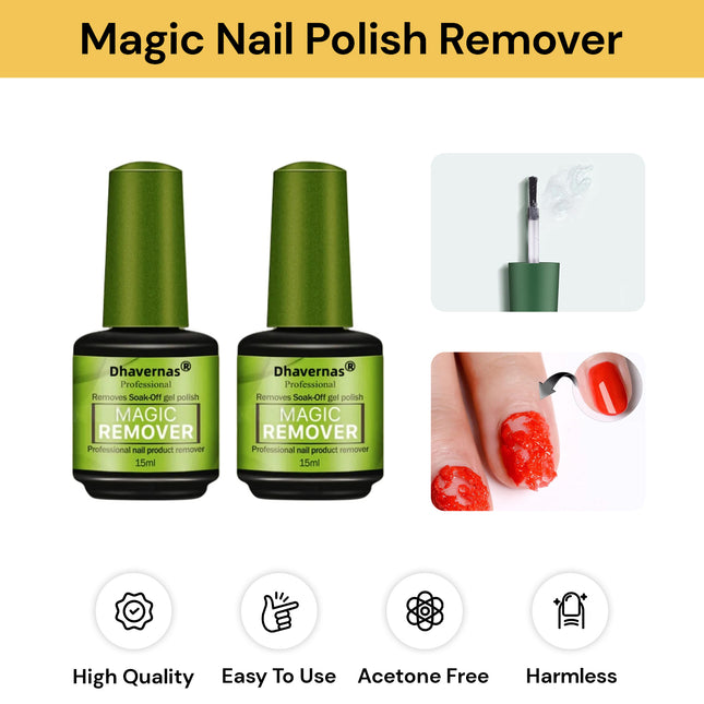 2 Pcs Acetone Free Nail Polish Remover | Easy to Use | 15ml