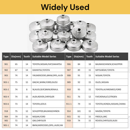 23Pcs Aluminium Oil Filter Wrench Set
