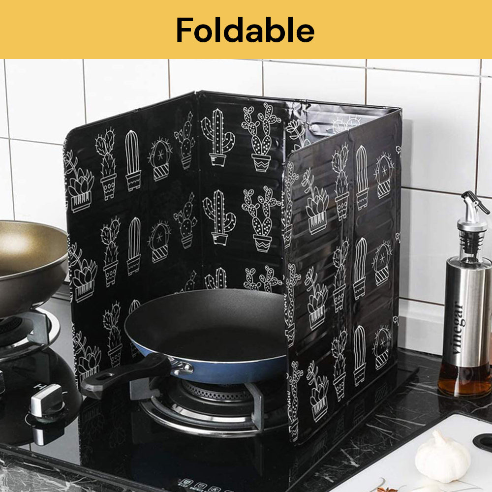 Kitchen Oil Splash Guard Adjustable Cooking Shield Black