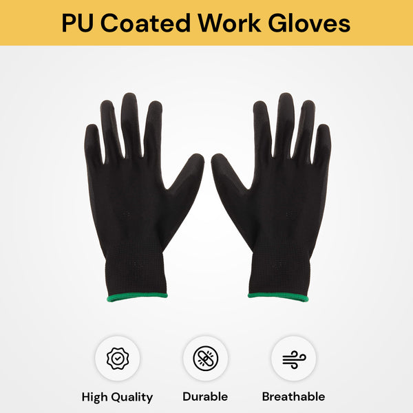 6 Pairs of PU Coated Work Gloves
