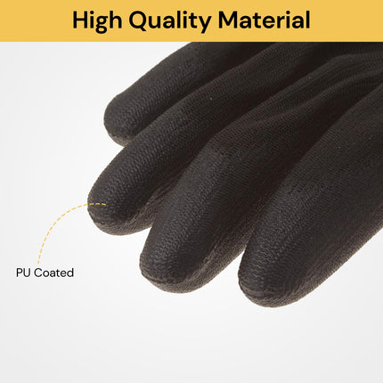 6 Pairs of PU Coated Work Gloves