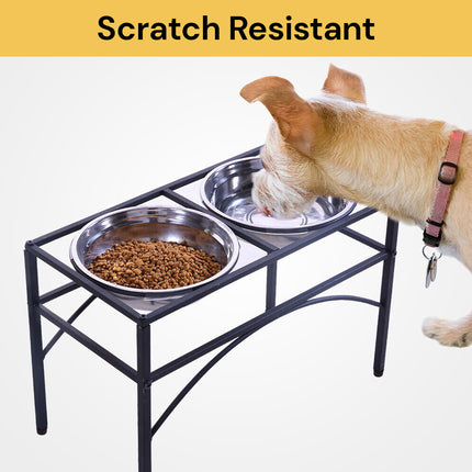 Dual Elevated Pet Feeder - Adjustable Height, Non-Spill