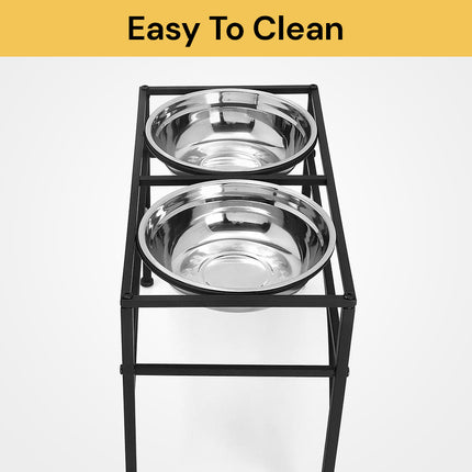 Dual Elevated Pet Feeder - Adjustable Height, Non-Spill