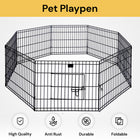 8-Panel Pet Playpen - Black - Portable and Safe Enclosure