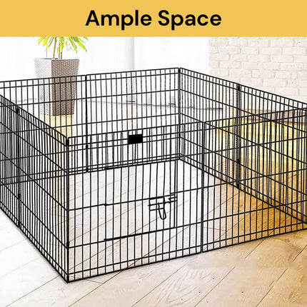 8-Panel Pet Playpen - Black - Portable and Safe Enclosure