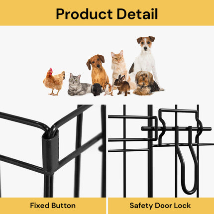 8-Panel Pet Playpen - Black - Portable and Safe Enclosure