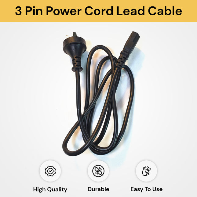 3 Pin Power Cord Lead Cable