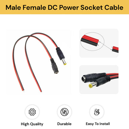 12V Male Female DC Power Socket Cable 