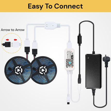 2PCs 5M LED Strip With APP Control And Adapter