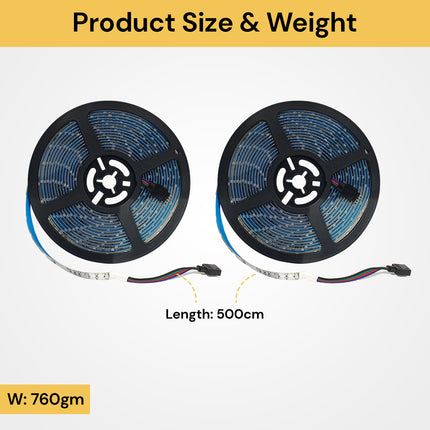 2PCs 5M LED Strip With Wireless Remote And Adapter